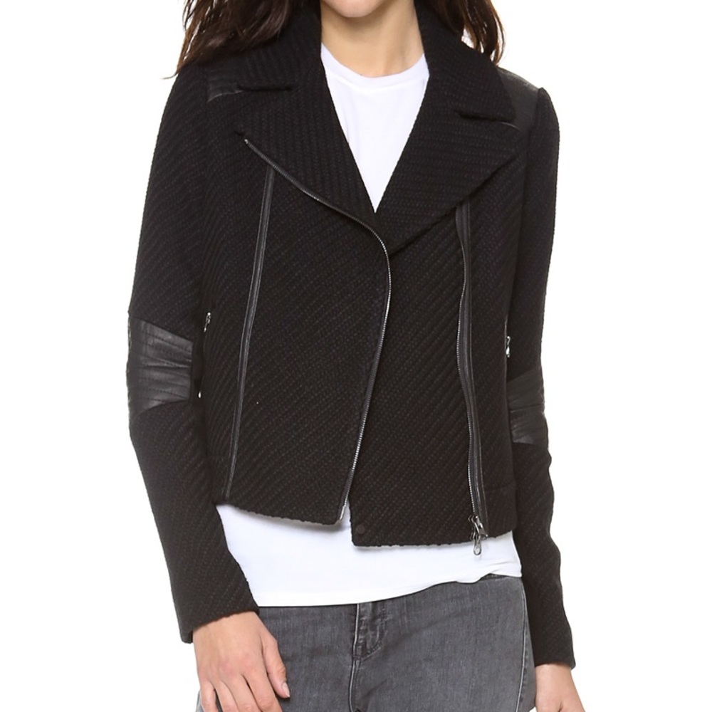Vince Black Tweed Moto Jacket